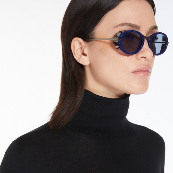 MaxMara SELMA MM0103 90X Oval Sunglasses - Blue/Silver/Blue - Picture 1 of 11